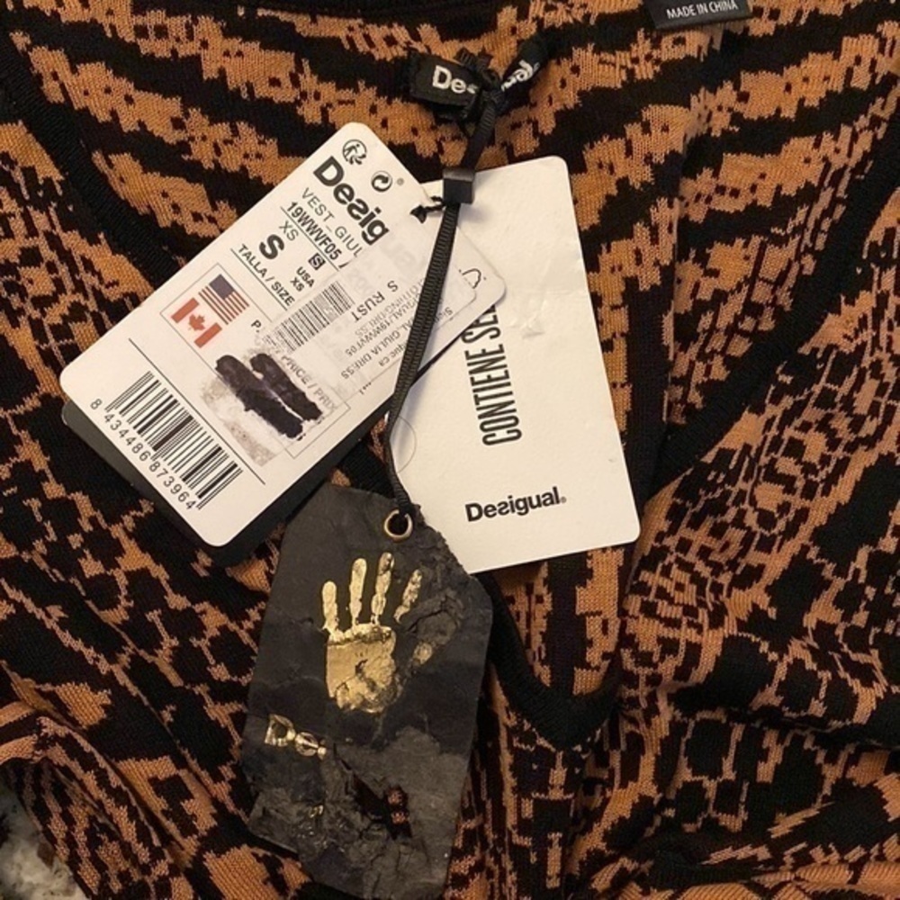 NWT Desigual Giuliana black rust knit silk dress ZZ24 - Picture 11 of 13